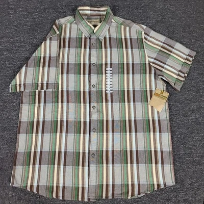 Camisa abotonada con volantes para hombre XL multicolor a cuadros manga corta informal al aire libre Foto 1 de 4