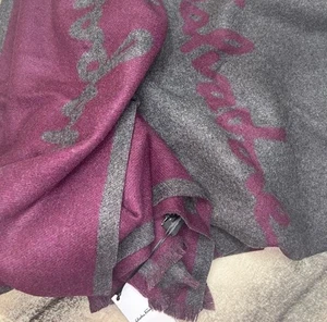 Salvatore Ferragamo 1927 Kaschmir Wolle anthrazit burgund Logo Herren Schal - Bild 1 von 6