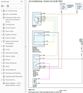 Chevy K1500 1995 Color Wiring Diagram Schematic V8-350 5.7L 4WD pdf - Bild 1 von 1