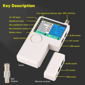 4 In 1 Remote-Kabeltester Schnellantwortmodul Netzwerktelefon BNC USB RJ11 RJ45❀ - Afbeelding 1 van 22