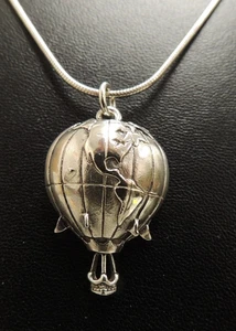 Ciondolo mongolfiera globo argento sterling con catena serpente sterling 24" - Foto 1 di 5
