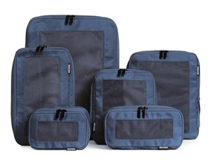 6er Pack Kompressions-Packwürfel für Reisen blau und 2 Beutel! Doppelreißverschluss Rd De - Bild 1 von 10