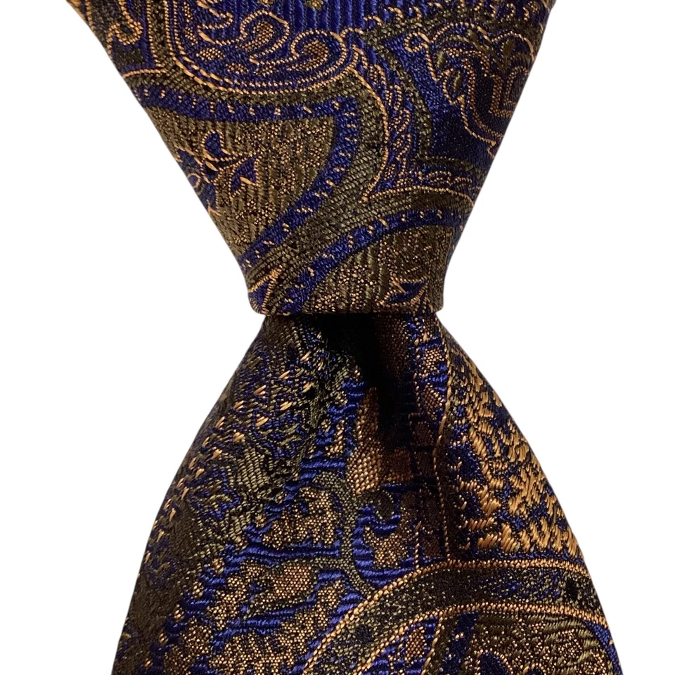 Corbata XL de seda para hombre LANDS' END diseñador EE. UU. azul geométrico/verde/naranja usada en excelente estado Foto 1 de 3