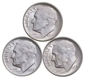 Choice Unc 1952 P D S Roosevelt Dime Gem BU Collection Lot Set *6213 - Picture 1 of 3
