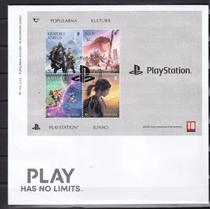 CROATIA 2023,POPULAR CULTURE, PLAYSTATION HEROES,PLAY HAS NO LIMITS,BLOCK,FDC - Picture 1 of 1