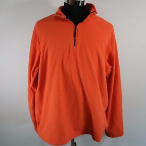 Lands' End 1/4 Zip Pullover Mens XLT Fleece Orange Long Sleeve
