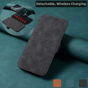 Custodia telefono portafoglio cavalletto staccabile per iPhone 16 Pro Max 15 14 Plus 13 - Foto 1 di 27