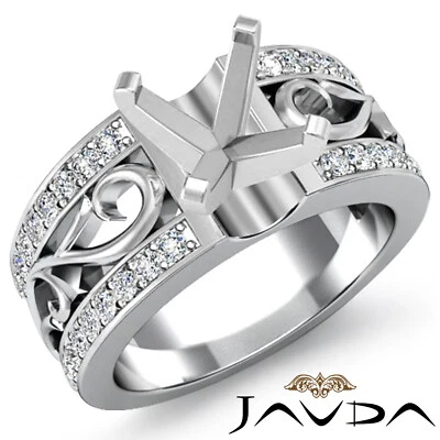 Asscher Filigree Shank Semi Mount Setting Diamond Fashion Wedding Ring 0.55Ctw. - Image 1 of 4