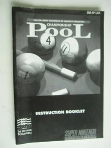 Super Nintendo SNES Championship Pool Instruction Manual Booklet Only - Picture 1 of 2
