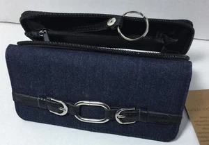 New Women wallet Denim Blue zip around Organizer Multi function attache wallet - Picture 1 of 7