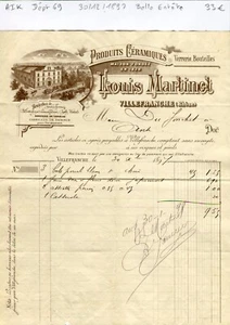 Dépt 69 - Villfranche Sur Saône -Belle Entête d'une Verrerie Céramique de 1897 - Picture 1 of 1