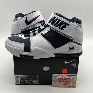 Size 8 - Nike Zoom LeBron 2 Retro 2022 USA White Leather (DR0826-100) - Picture 1 of 9