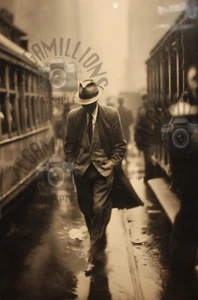 Vintage Photo of Man walking in streets in suit- 1920's  rare photography  - 172 - Picture 1 of 2