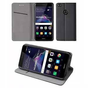 CUSTODIA LIBRO PER HUAWEI P8 LITE 2017 - COVER SMART MAGNET CASE NERO - Foto 1 di 2