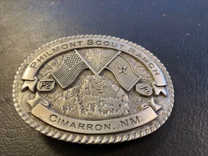 PHILMONT SCOUT RANCH CIMARRON N.M. PFADFINDER Zinn Gürtelschnalle - Bild 1 von 4