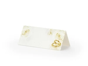 Tischkarten Platzkarten Hochzeit Tischdekoration Ringe Rosen weiß 25 Stück WS40 - Bild 1 von 1