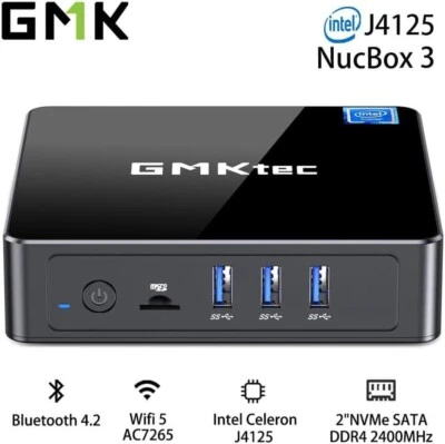 GMKtec KB3 Mini PC Windows 11, Intel Celeron J4125, 8GB DDR4 RAM 256GB SSD - Image 1 of 4