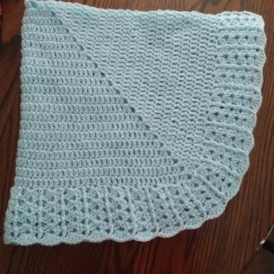 NEW Handmade Crochet Baby Blanket Afghan Boy (Blue) - Image 1 of 4