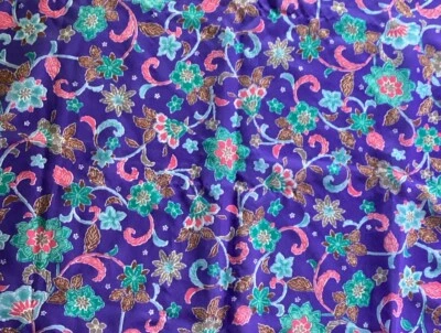 Vintage Scarf Italian Floral Purple, Pink, Turquoise, Green Made in Italy - Image 1 of 4