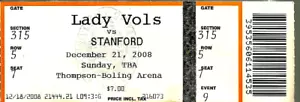 2008 - Tennessee Lady Vols vs Stanford - Biglietto completo - Foto 1 di 2