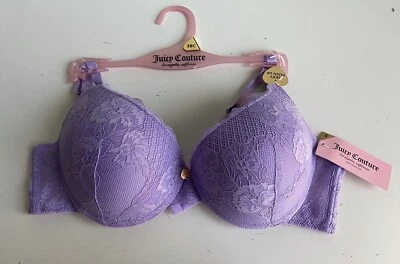 Sujetador Push Up Sexy Juicy Couture 38C Violeta Neblina Púrpura Encaje JC6221U NUEVO Foto 1 de 4