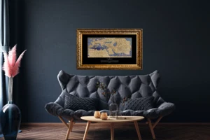The World - Vintage Map Canvas Wall Art Print, Map Home Decor | Muhammad al-Idri - Picture 1 of 5
