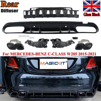 FOR MERCEDES BENZ C CLASS W205 AMG C63 REAR BUMPER DIFFUSER AMG SEDAN 2015-2020