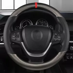 38cm Car Steering Wheel Cover Leather Breathable Anti slip Auto Protection Black - Picture 1 of 7