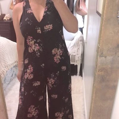 Somedays lovin size medium black floral boho pantsuit jumper - Image 1 of 4