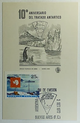 1972 FDC Argentina Tenth Anniversary of the Antarctic Treaty Buenos Aires SC 973 - Image 1 of 2