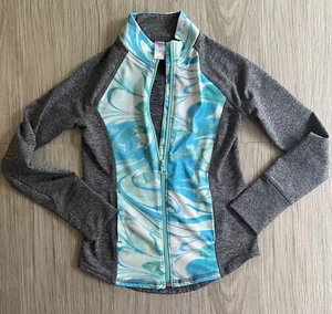 Justice Size 6 Girls Zip Front Gray Blue Track Jacket Pockets Zipper - Picture 1 of 4