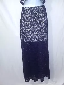 Pyramid Collection Maxirock M ~ blau lila Paisley Spitze transparent gefüttert ~ Boho sexy ~ # - Bild 1 von 8