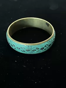 Bracciale vintage tono oro o ottone blu verde - Foto 1 di 6