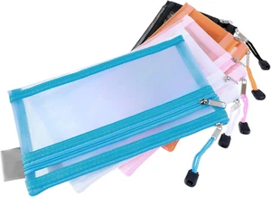 5Pcs Small Zipper Pouch,8.2 X 4.7 in Double-Layer Mesh Nylon Zipper Pouch Bags,V - Picture 1 of 12