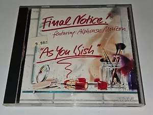 Final Notice ft. Alphonse Monzon "As You Wish" CD 12 Songs 1990 Jazzline/Delta - Picture 1 of 5