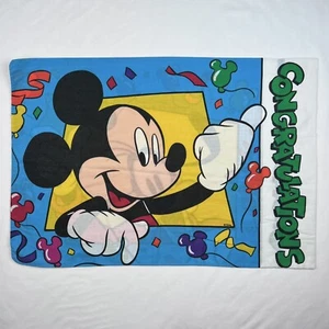 Vintage 90s Disney Mickey Mouse Goofy Congratulations Party Pillowcase - Picture 1 of 8