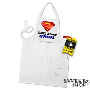 grembiule PERSONALIZZATO cucina NONNO SUPERMAN REGALO NATALE FESTA DEI NONNI - Foto 1 di 1