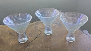 Jupiter Transparent Iridescent Beaded Bands 11.5oz Martini Glasses Set of 3 - Picture 1 of 10