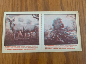 Nabisco Shredded Wheat Wild Animal Series 17 Eland & 18 Chimpanzee - Picture 1 of 1