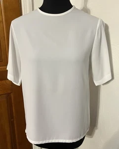 Karen Scott white Short Sleeve Keyhole Back Polyester Blouse Women Small New - Picture 1 of 11