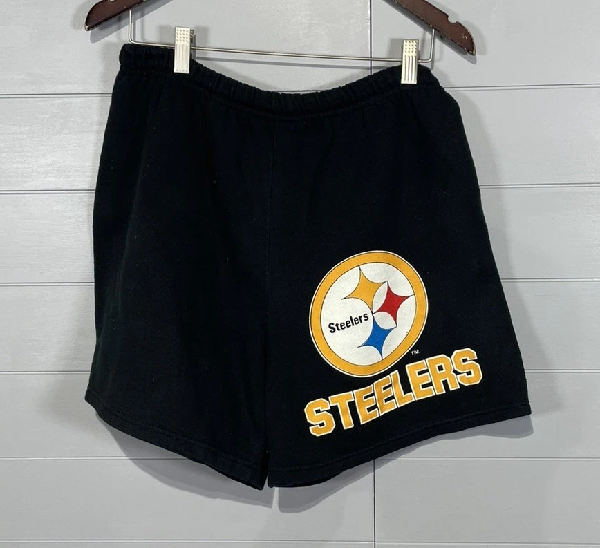 Vintage 80's Pittsburgh Steelers NFL Black Sweat Shorts USA Sz Large - Image 1 of 4