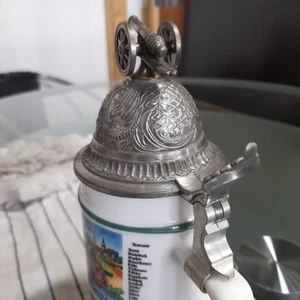 Reservistenkrug Bierseidel aus Milchglas Und Zinndeckel Original Top Zustand - Bild 1 von 13