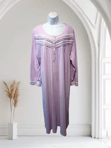 Keyocean Sz XXL Long Nightgown Cotton Long Sleeves, Light Purple. - #31 - Picture 1 of 9