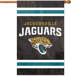 Jacksonville Jaguars Double Sided Banner Flag Embroidered Applique 44x28 Inch - Picture 1 of 2