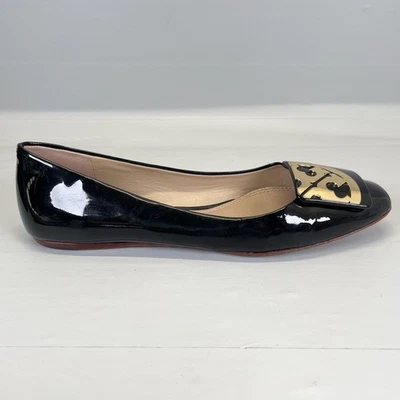 Zapatos sin cordones Tory Burch para mujer talla 8 charol negro ballet Foto 1 de 4