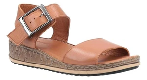 Hush Puppies Ellie Tan Womens Slingback Wedge Heeled Buckle Sandals - WIDE - Picture 1 of 4
