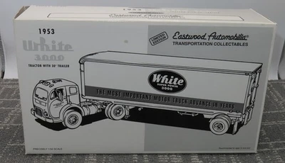 First Gear 1953 White 3000 White Motor Co Semi & Trailer 1:34 19-0122 Novo Na Caixa - Imagem 1 de 4