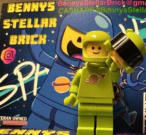 New Color LEGO Lime Green Spaceman W Custom 🎨 Helmet & Air Tank - Picture 1 of 9