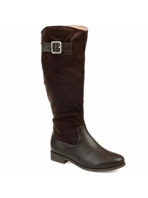 COLECCIÓN JOURNEE Mujer Marrón Hebilla Acento Frenchy Tacón Bloque Botas 7.5 Foto 1 de 4