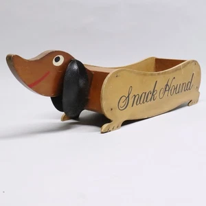 Vintage Dackel Snack Hund Holz Serviertablett MCM Weiner Hundeschwanz fehlt - Bild 1 von 15